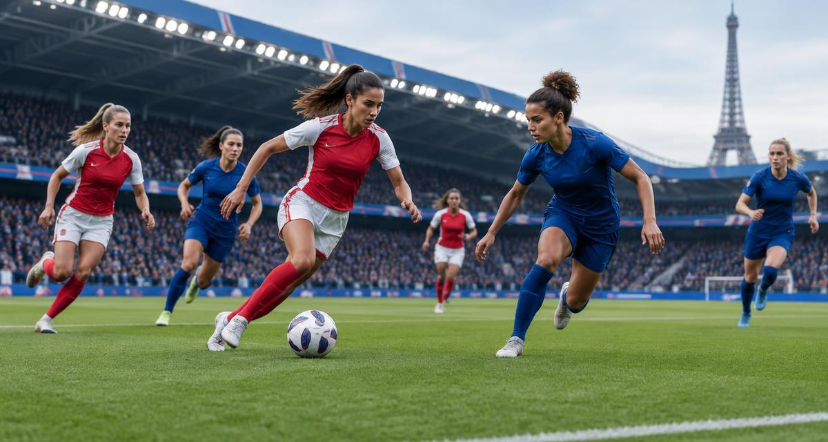 Illustration of a women’s football match in a Paris stadium