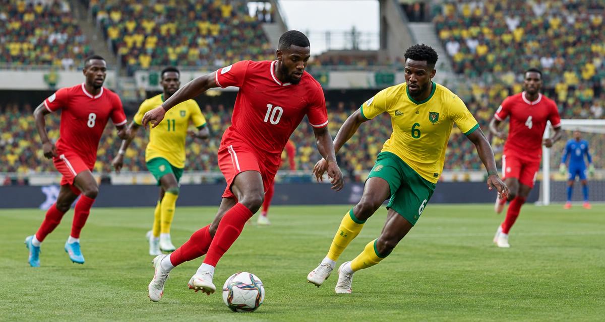 Illustration of an international football match in an African stadium